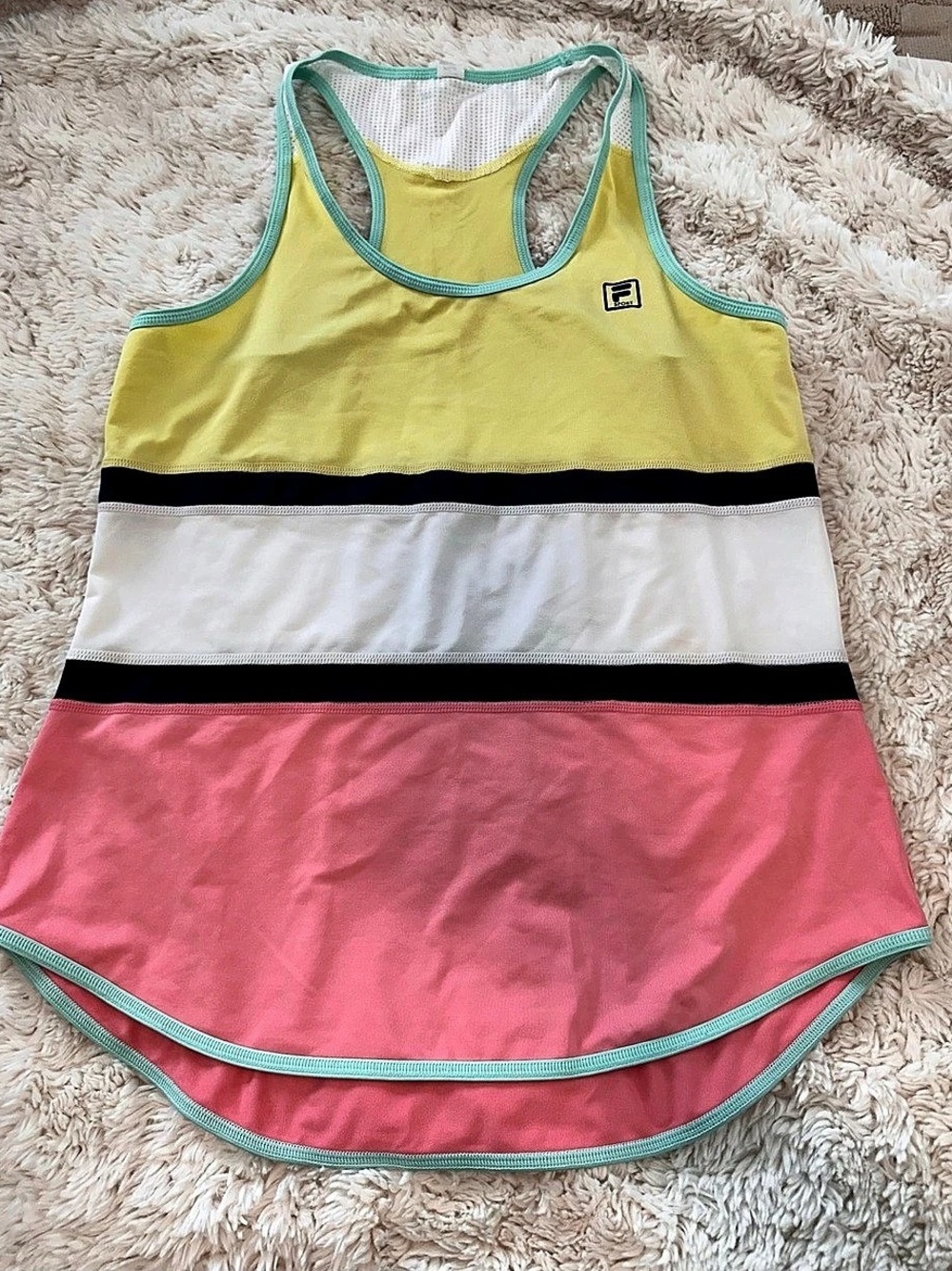 Fila Color Block Athletic top Yellow & Pink Size Medium